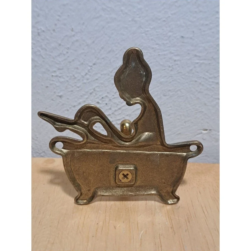 Vintage Brass Wall Hook Woman in Bathtub Gold Bathroom Wall-Mounted
